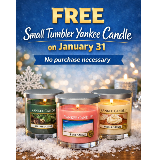 Yankee Candle Small Tumbler Freebie: No Purchase Needed at Participating Stores