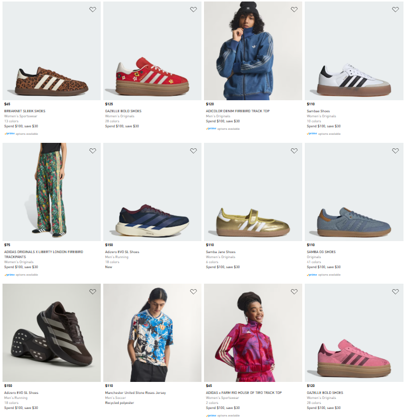 Adidas Shoes & Clothing Deal: Save $30 Off $100 Purchase