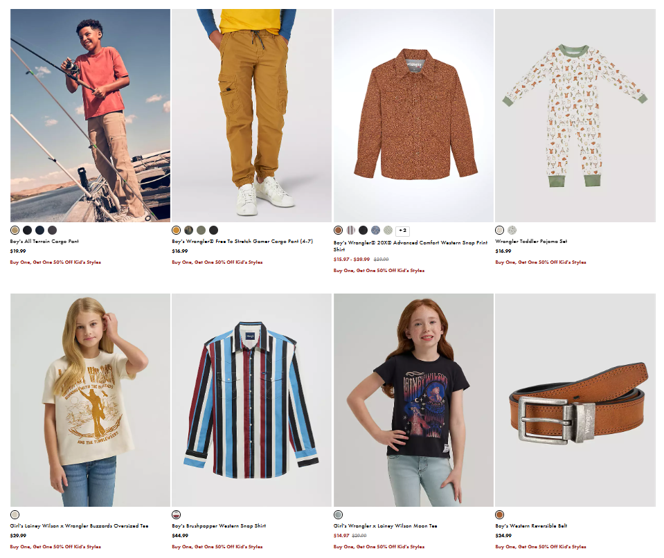 Kid’s Styles Buy One, Get One 50% Off + 25% Off Jeans at Wrangler