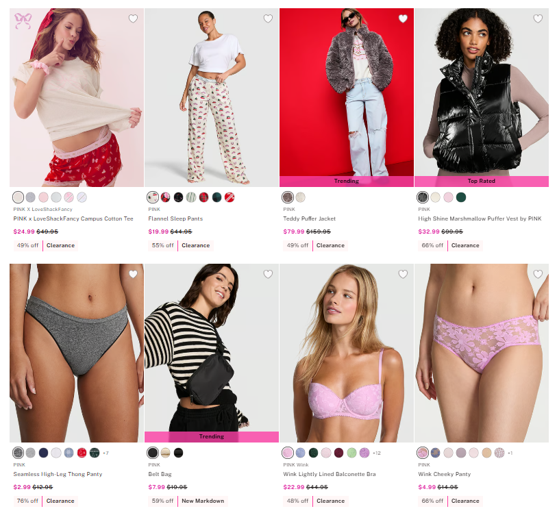 PINK Clearance Sale: 60% Off at Victoria’s Secret