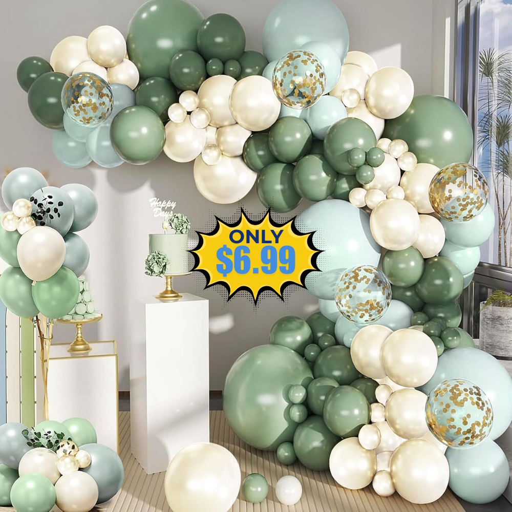 Dusty Green Blue Balloons Garland Deal