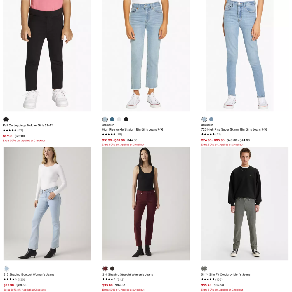 Levi’s Jeans Sale: 50% Off from $9.49 Today Only