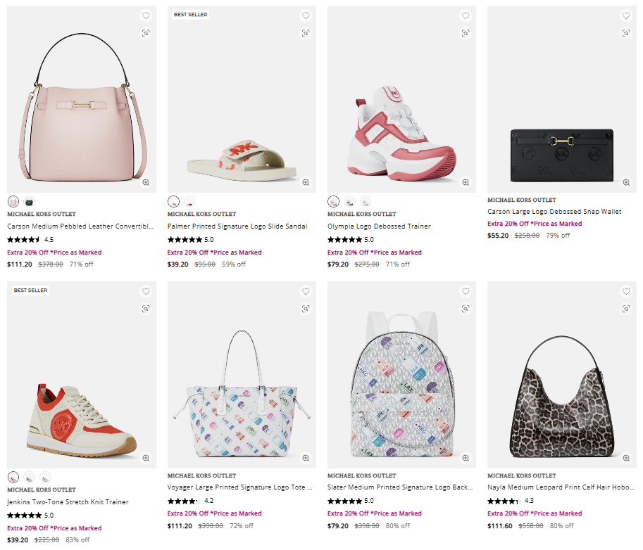 Michael Kors Outlet Collection Sale + Extra 20% Off at Shop Simon