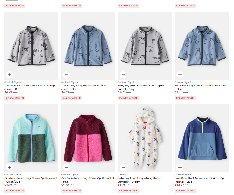 Carter’s Kids’ Fleece Zip Up Jackets Sale: From $4.19