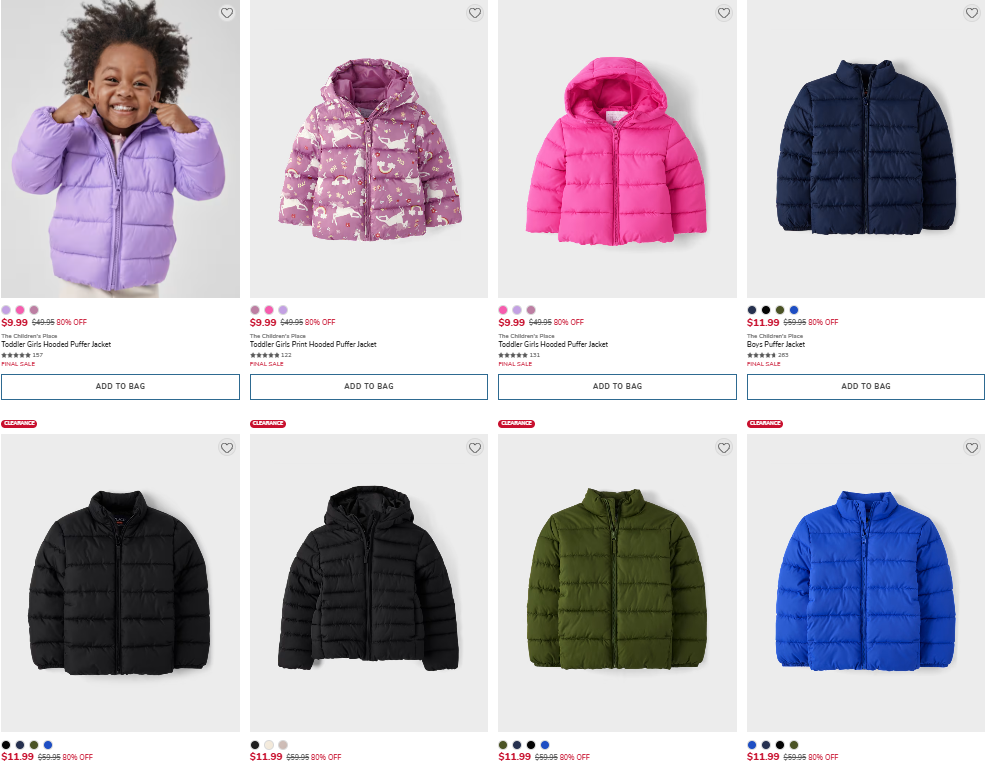 TCP Kids Puffer Jackets Deal: Save 80% at TCP from $9.99