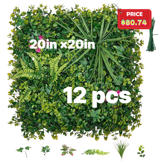 12PCS Artificial Plant Wall Deal: 19% Off + Extra 15% Coupon at DealsFinders.com