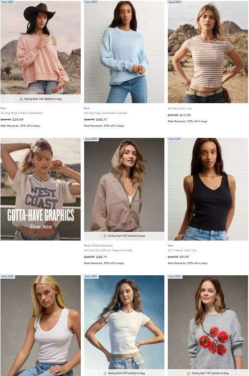 American Eagle Tops Deal: 30% Off Tees