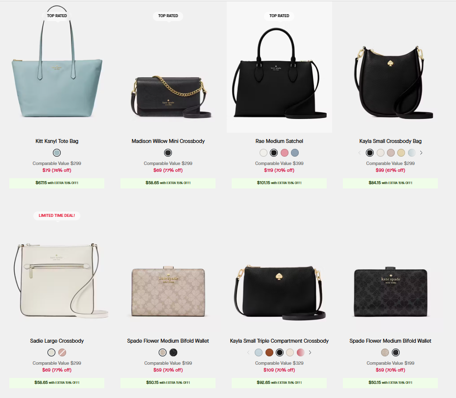 Kate Spade Handbags Sale: Up to 77% Off + Extra 15% Off