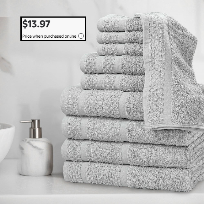 10 Piece Towel Set Deal: $13.97 at Walmart