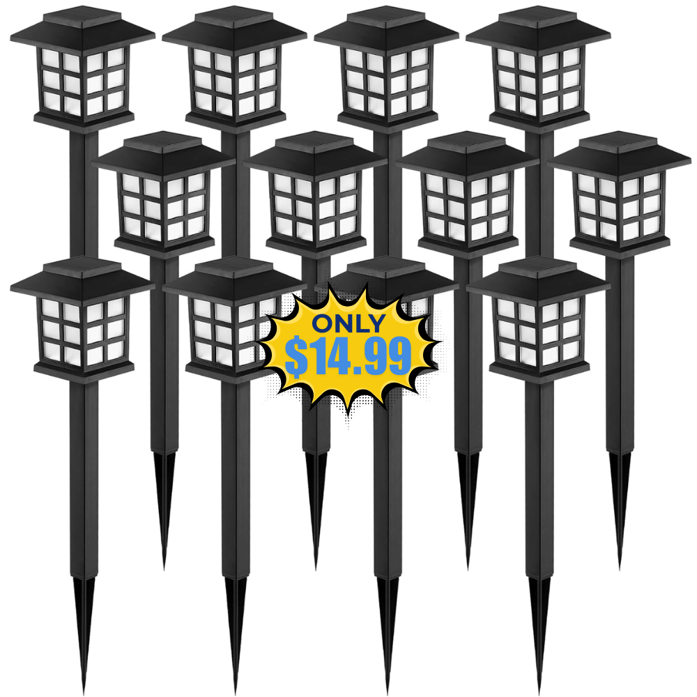 GIGALUMI Solar Outdoor Lights 12 Pack Deal: Save 29% at Shop