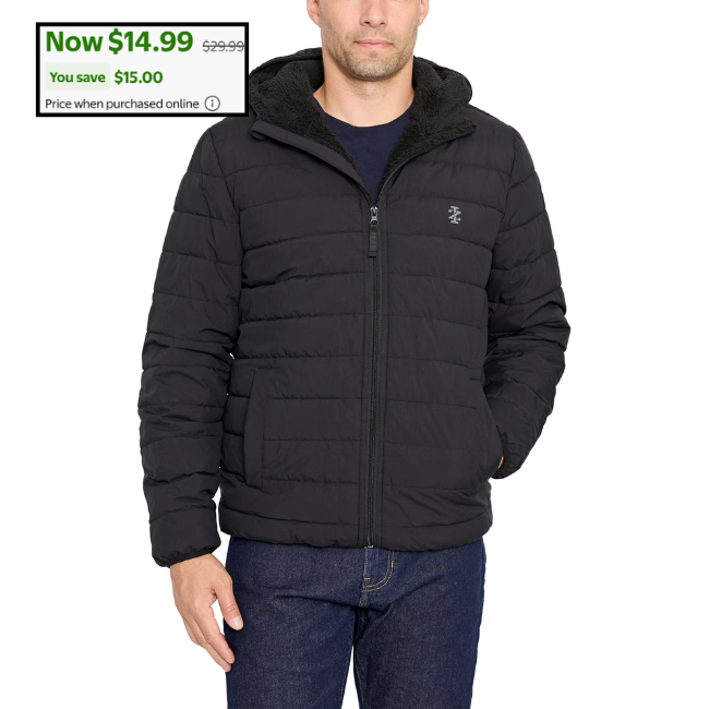 Men’s Sherpa Puffer Jacket Sale: Save $15 at Walmart