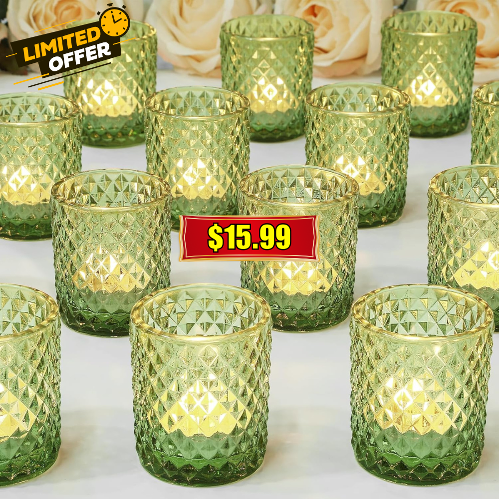 24 Pack Green Glass Votive Candle Holders Sale: 50% Off