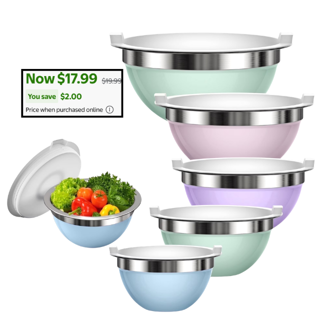 Stainless Steel Mixing Bowls Set Sale: $17.99 at Walmart