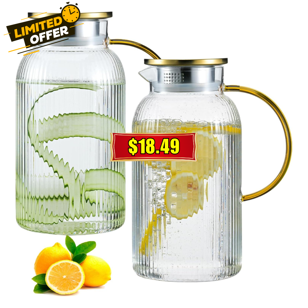 2 PACK Glass Pitcher with Lid Deal: Save Big