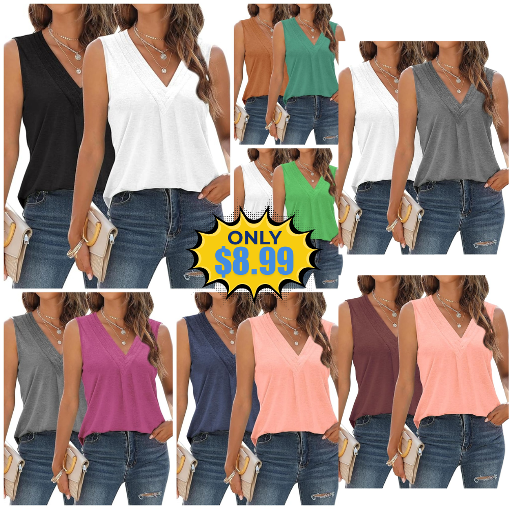 2 Pack Womens V Neck Tank Tops Deal: Save with Promo Code