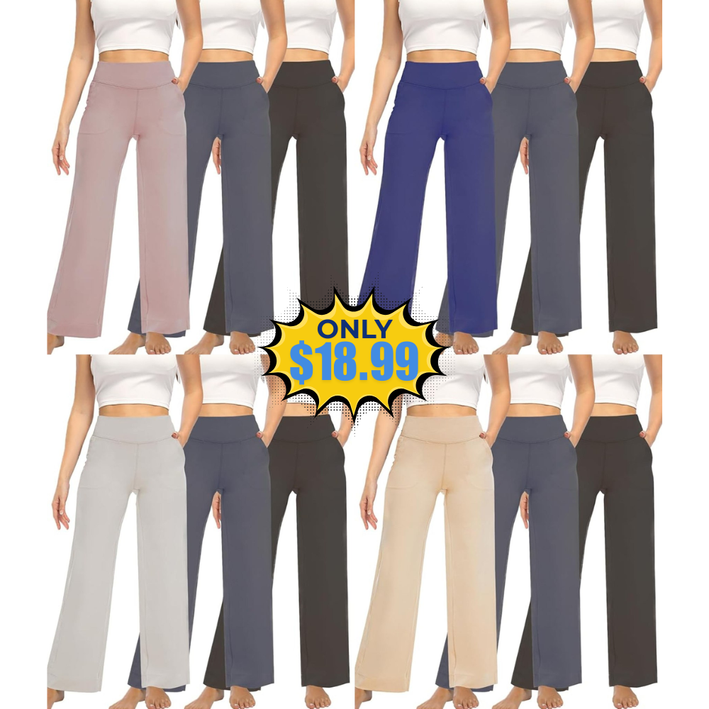 3 Pack Women’s Wide Leg Pants High Waist