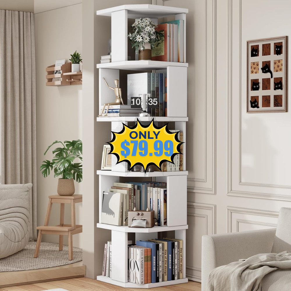 5 Tier Square Bookshelf Tower