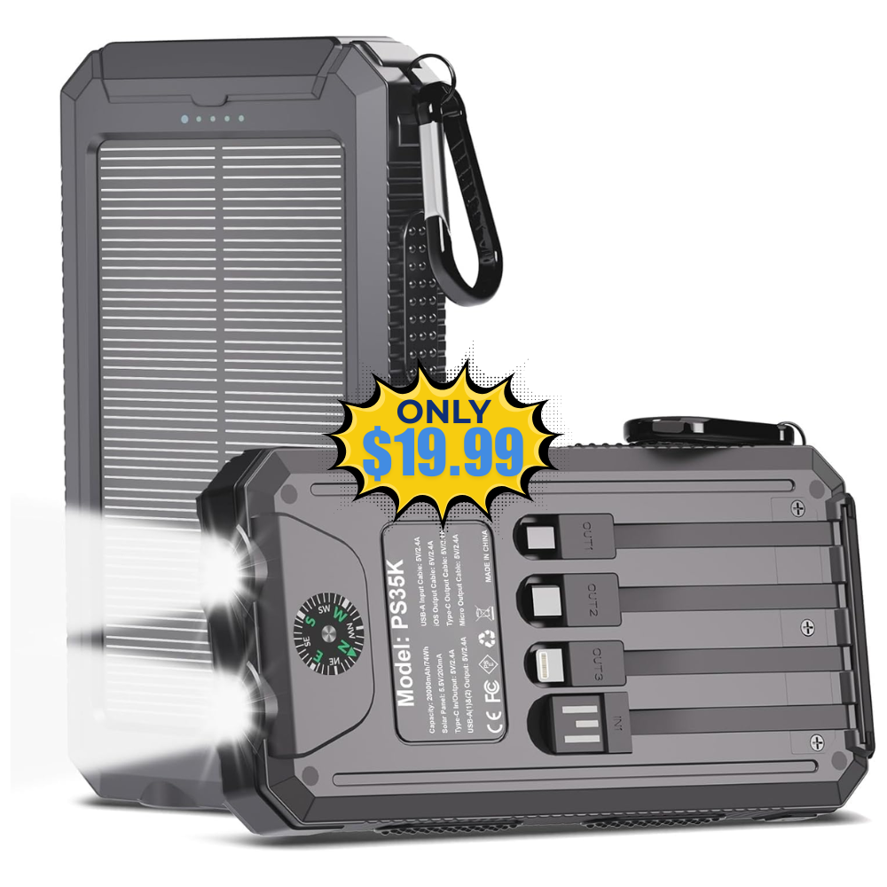 Power Bank Solar Charger 20,000mAh Deal: Save with Promo Code
