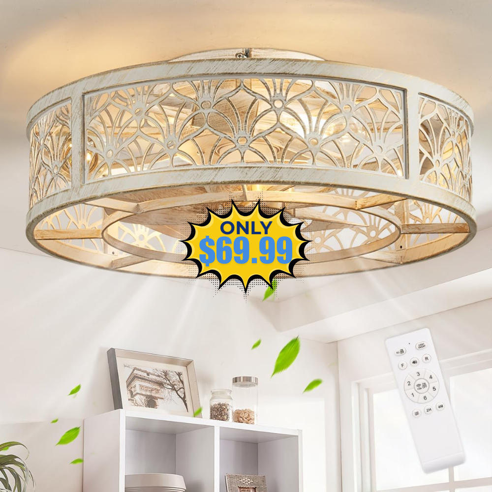 18″ Caged Ceiling Fan with Light Sale: 40% Off