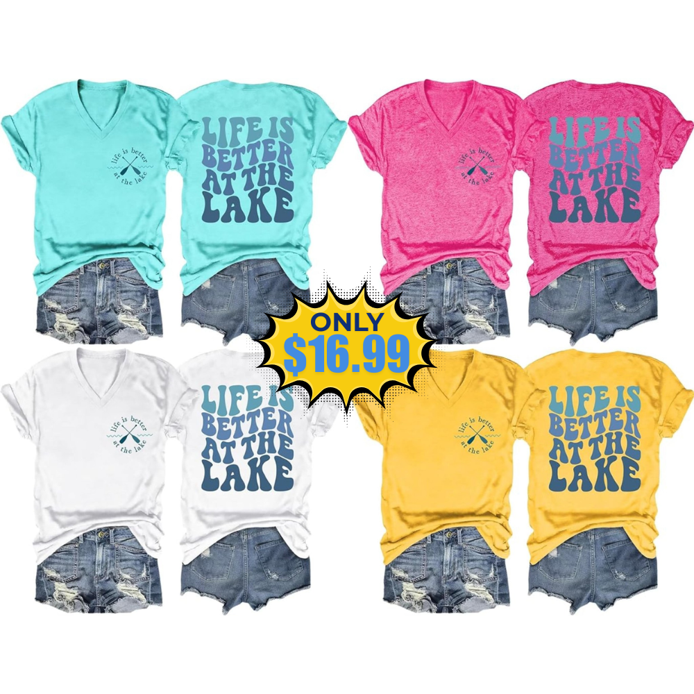 Lake Life V Neck Shirts Women Deal: Save with Code
