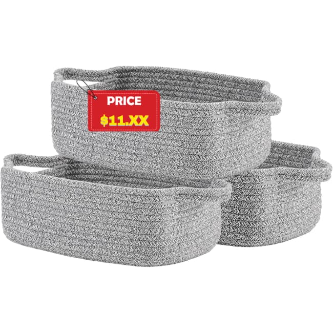 3 Pack Woven Basket Coupon: Save 50% at DealsFinders.com