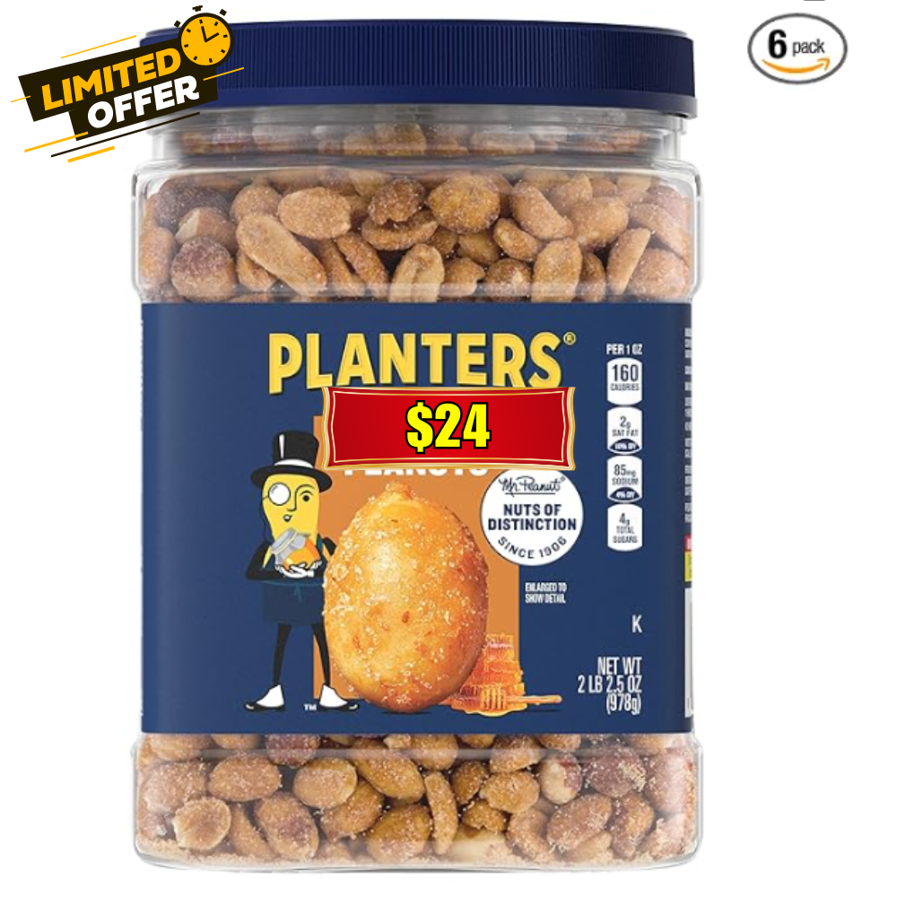PLANTERS Honey Roasted Peanuts, 6 Pack