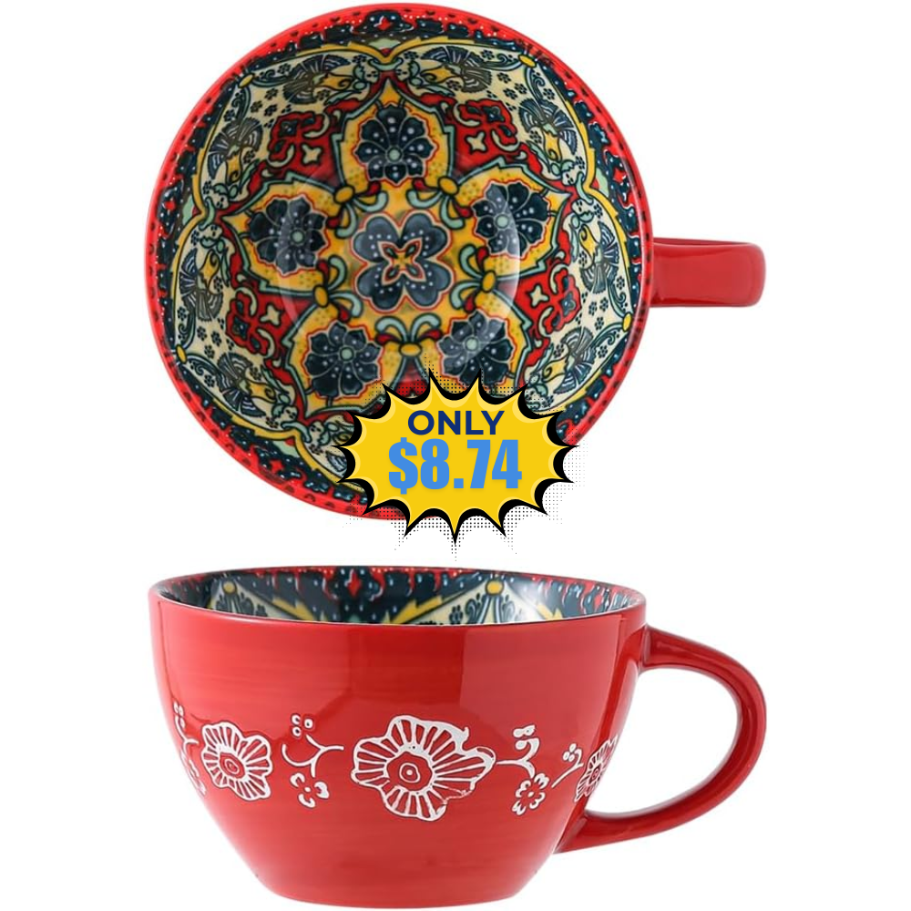 Red Ceramic Mug, Bohemian