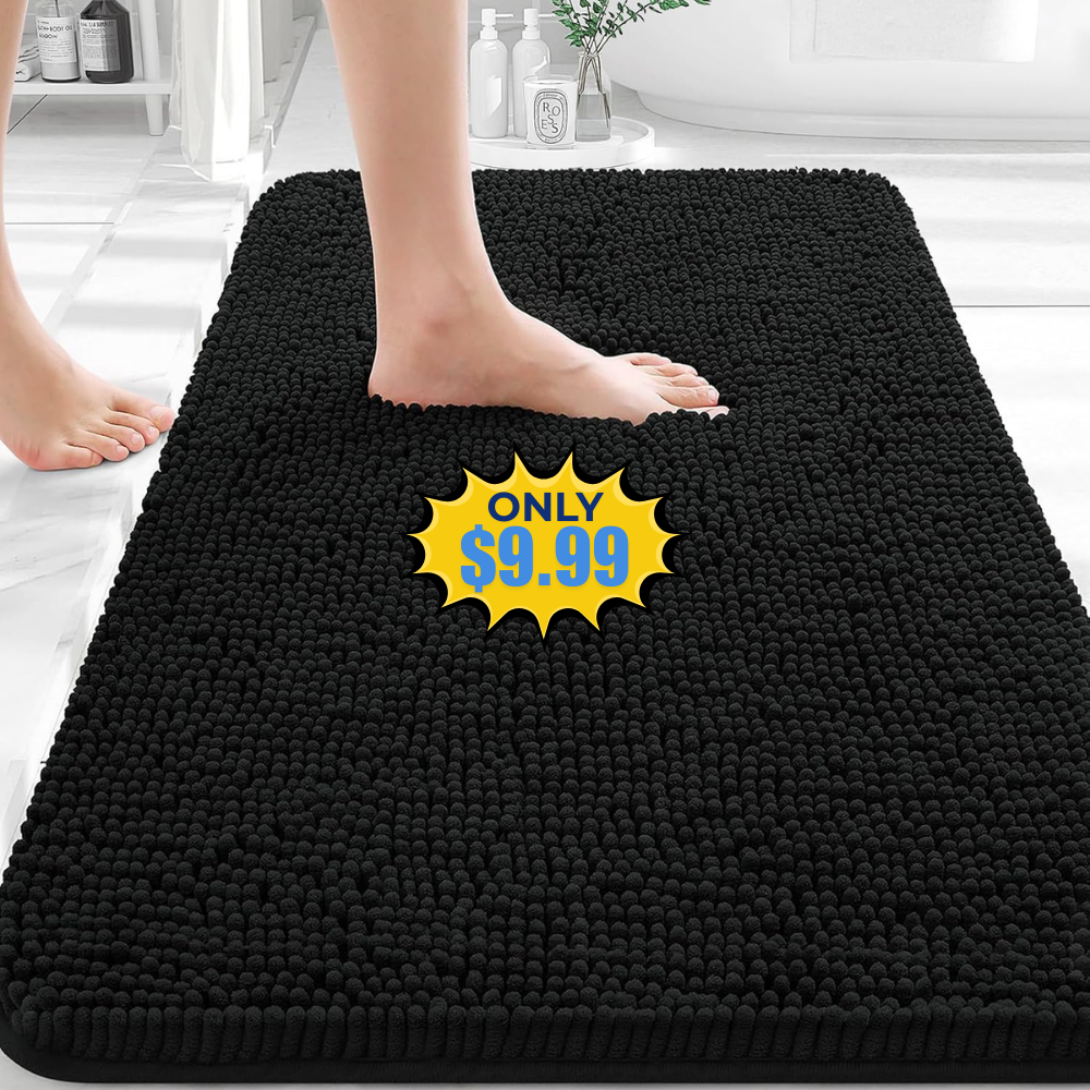 OLANLY Black Bathroom Rug Deal: 50% Off