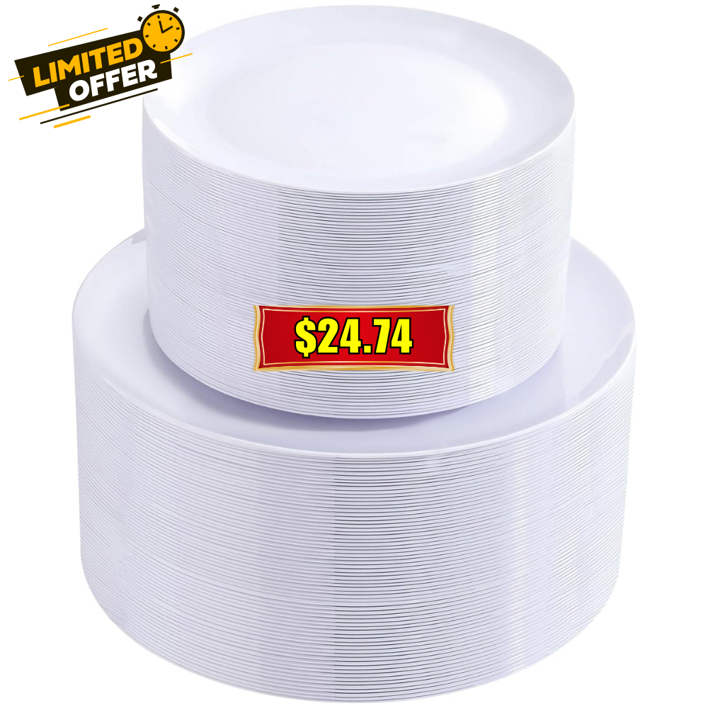 100 Dinner & Dessert Plastic Plates Deal: Save with Promo Code