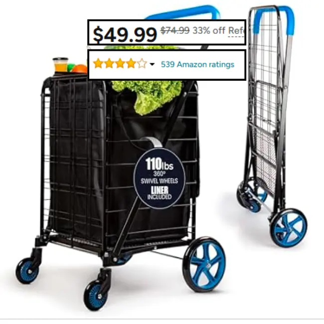 Folding Utility Shopping Cart Deal: Save at Cart for $49.99
