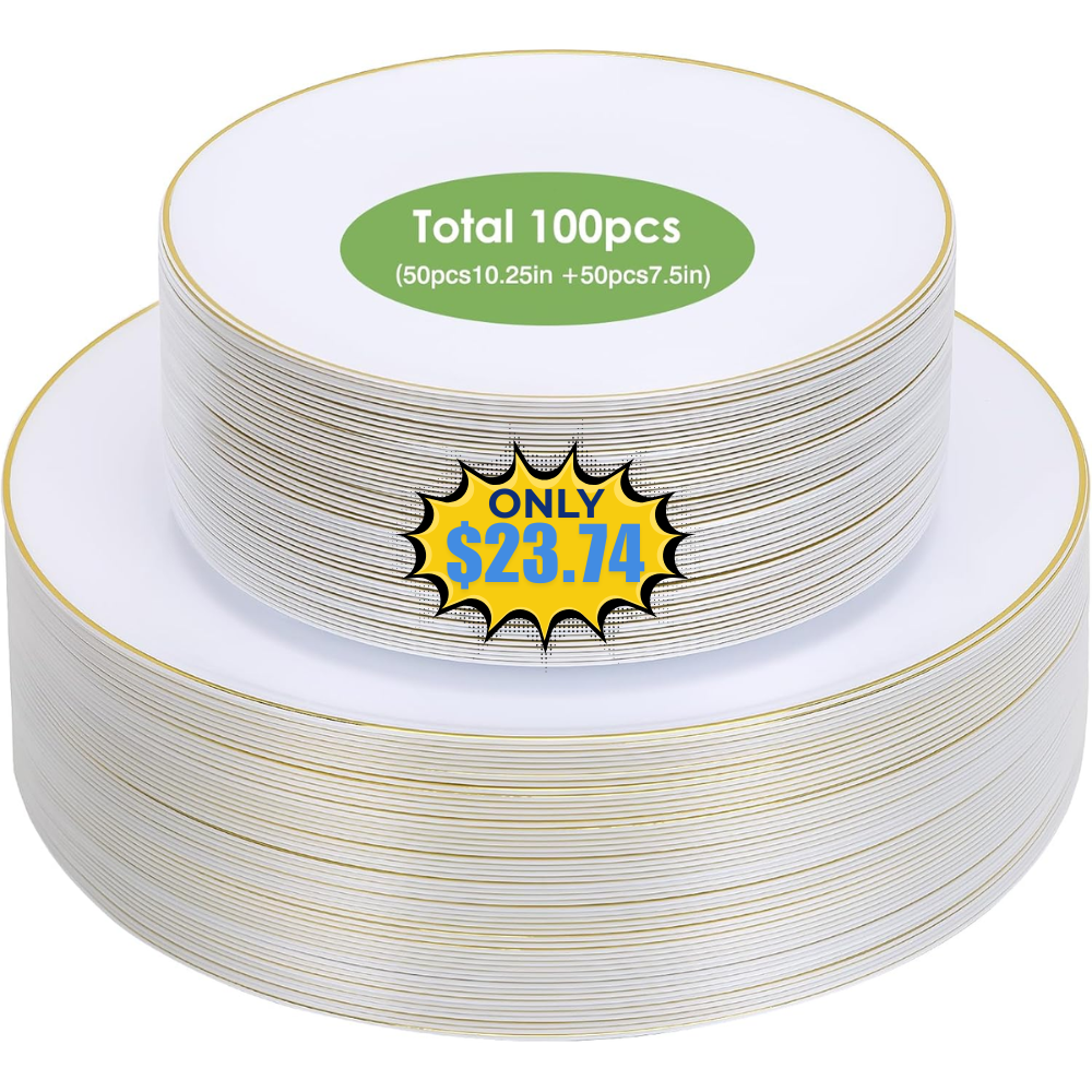 Moretoes Plastic Plates Deal: Save 14% on 100PCS