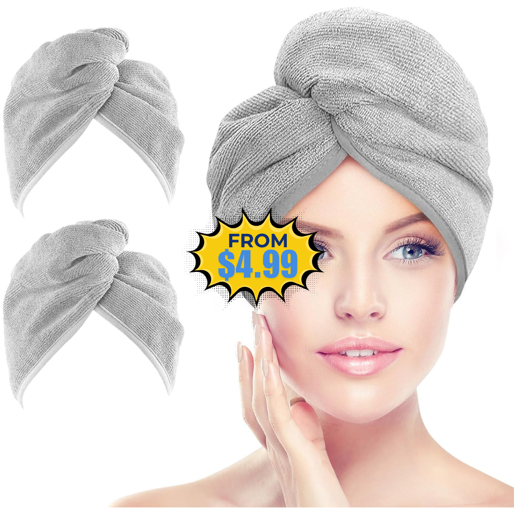 AIDEA Microfiber Hair Towel Wrap, 2 Pack