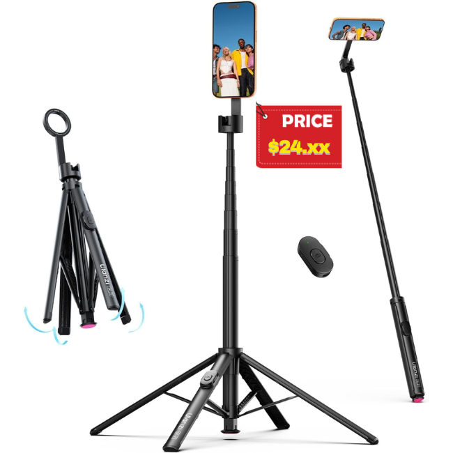 Magnetic Phone Tripod-71” Auto Open Selfie Stick