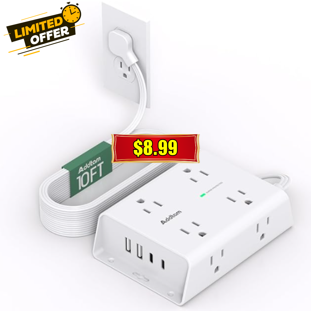 10FT Flat Plug Extension Cord