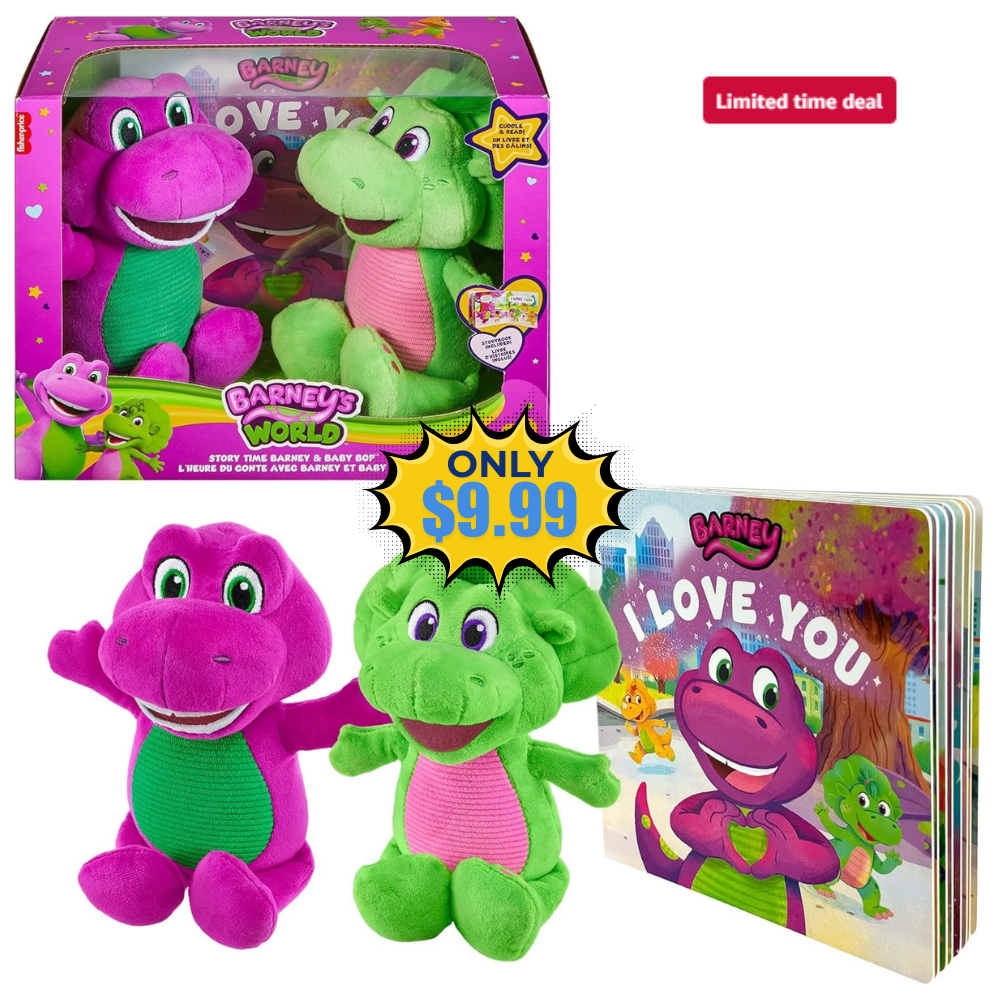 Barney & Baby Bop plushes with Story Book