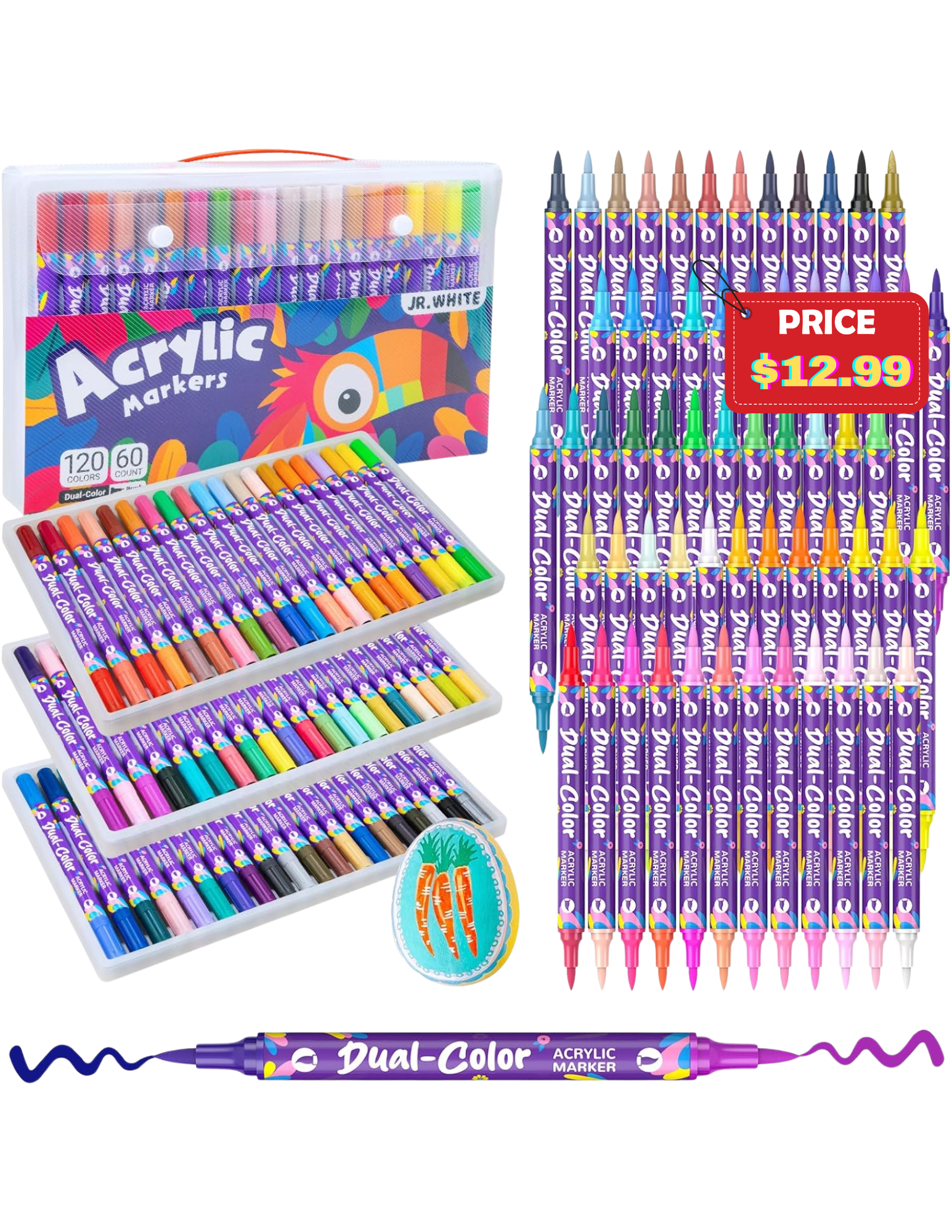 60 Dual Brush Tip Paint Pens Set Coupon: Save 50% at DealsFinders.com