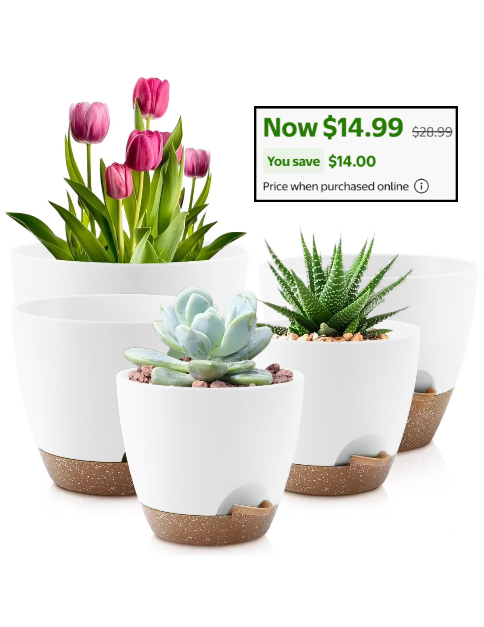 Set of 5 Self-Watering Plant Pots Sale: $14.99 at Walmart