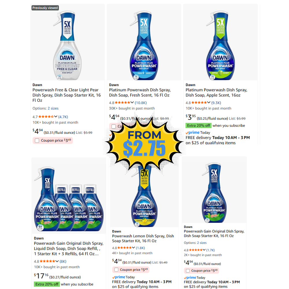 Dawn Powerwash Dish Spray Free Coupon: Save $1.45 at Amazon