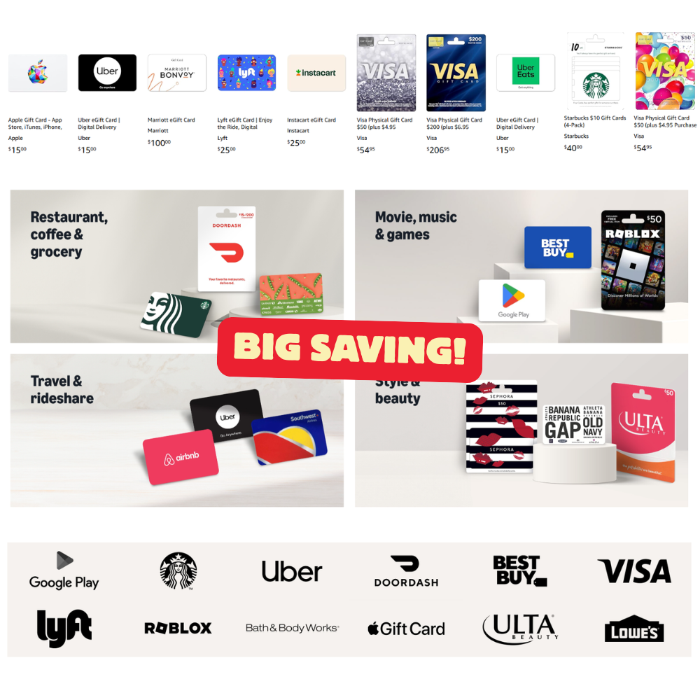 Discounted Gift Cards Sale: Save Big without Coupon at DealsFinders