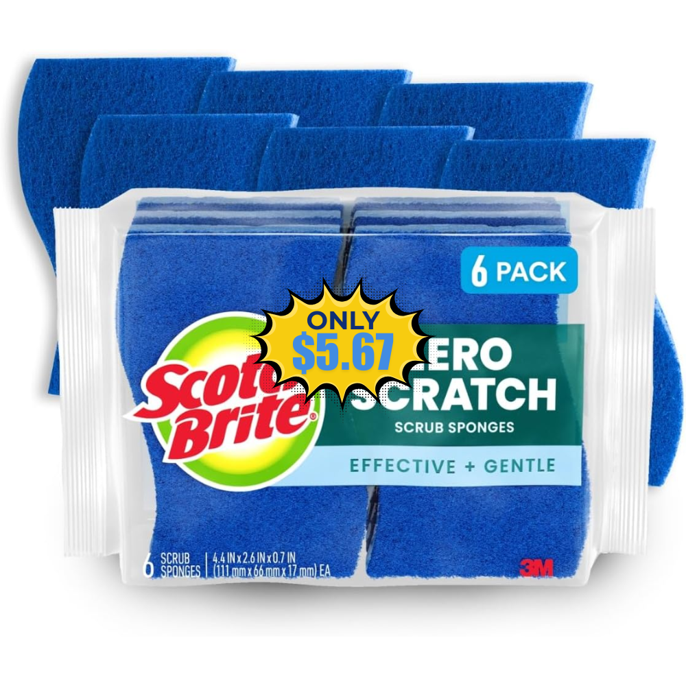 Scotch-Brite Zero Scratch Scrub Sponge 6 Pack Sale: Save 25% at Amazon