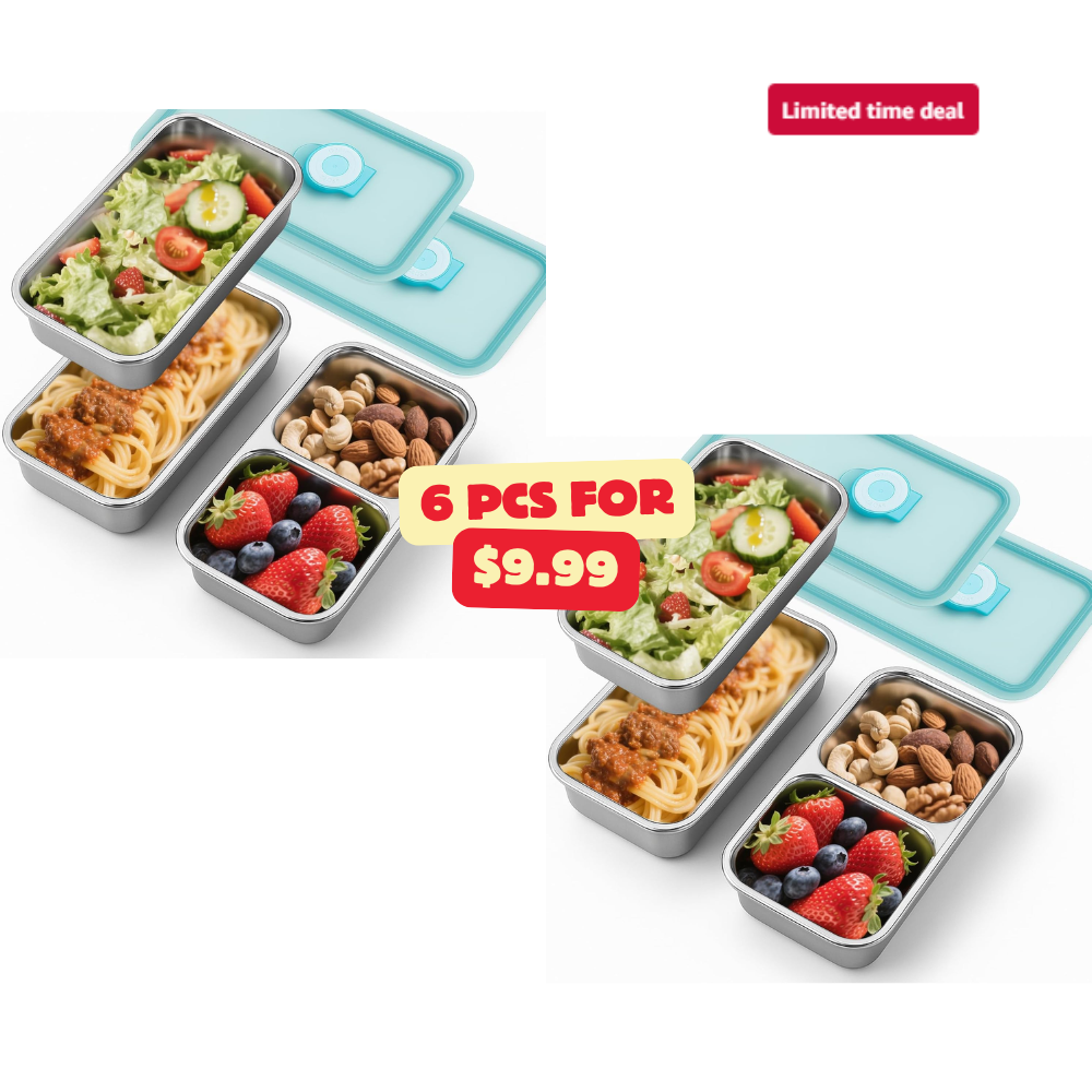 6Pcs Stainless Steel Snack Containers