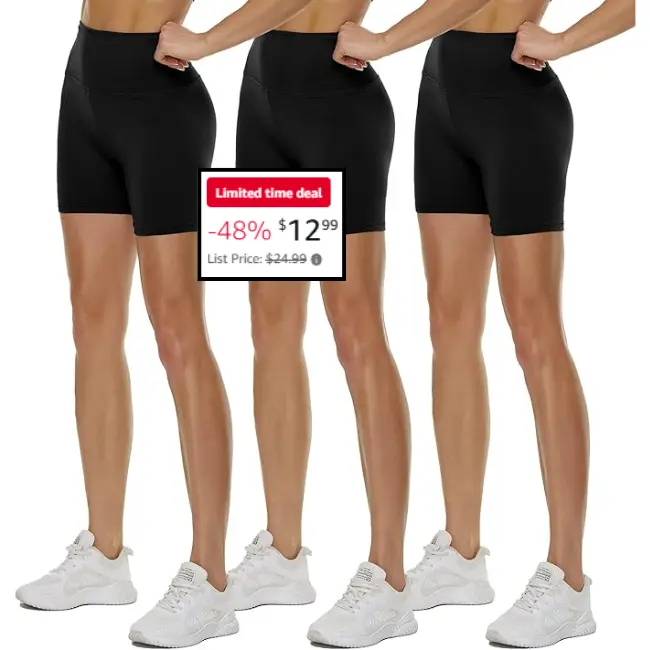 3 Pack Women’s Biker Shorts Sale: 48% Off
