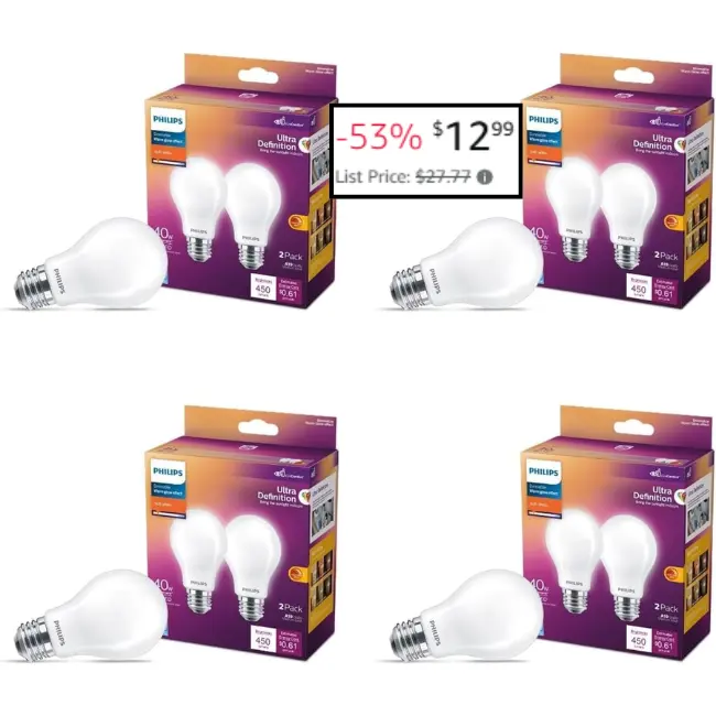 Soft White 40W A19 8-Pack Ultra Definition Soft White Sale: Save 53%