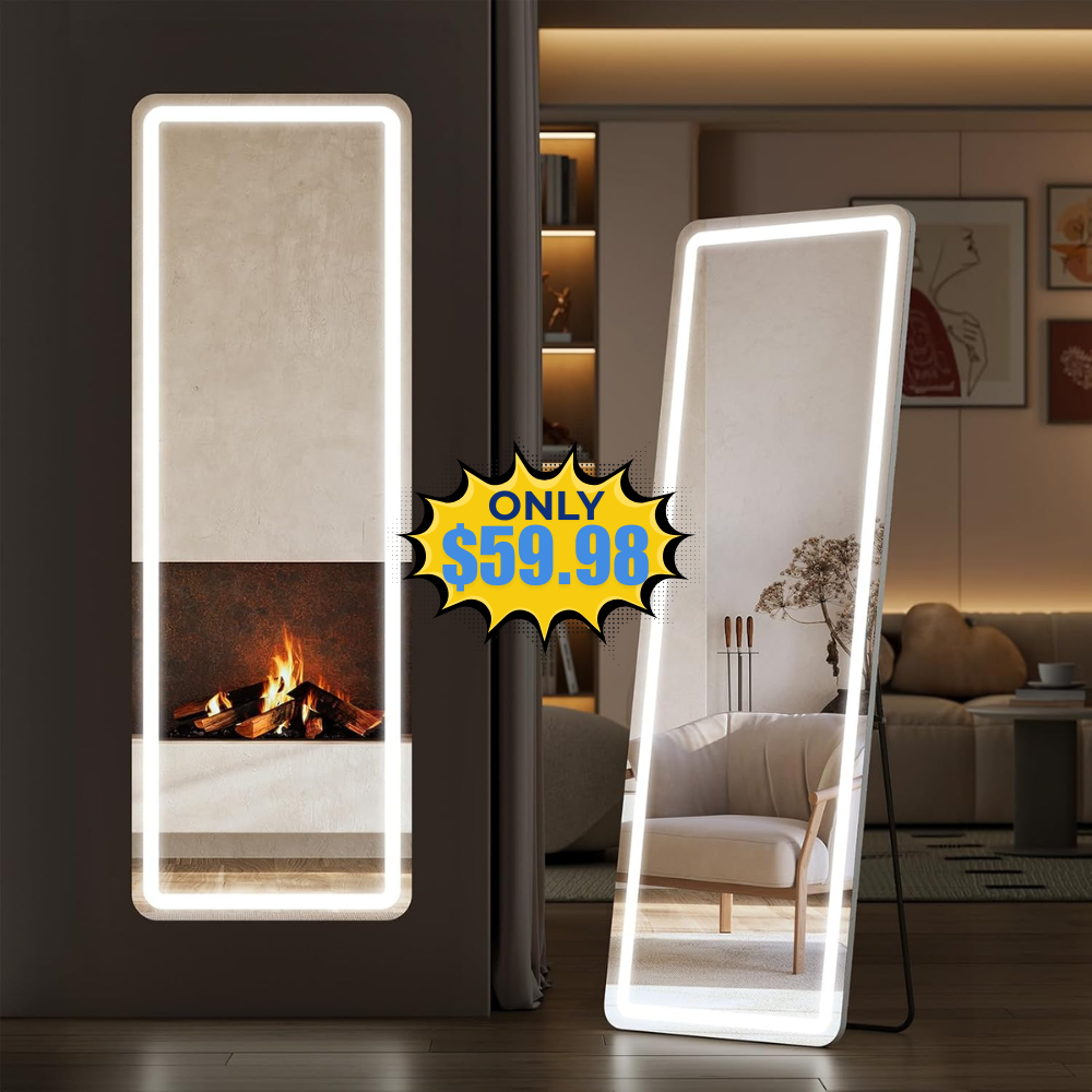 Sweetcrispy Lighted Floor Mirror 61×17 Deal: Save 25% at Sweetcrispy