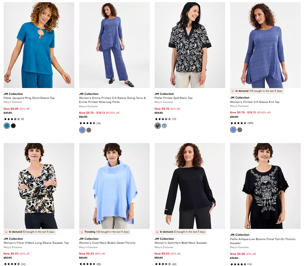 Women JM Collection Tops Sale: Save up to 82% at Macy’s