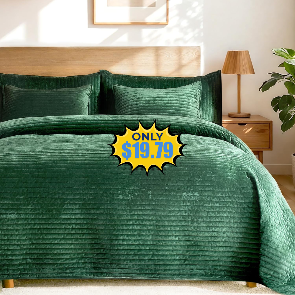 Luxury Velvet Quilt Set Sale: Save 8% at $13.20