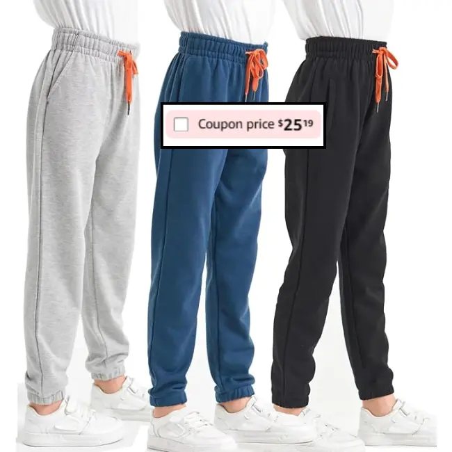 Boys Sweatpants Joggers 3-Pack Deal: Save 30% at DealsFinders.com
