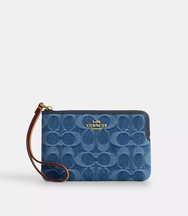Coach Outlet Deal: Corner Zip Wristlet In Signature Denim for $39.00