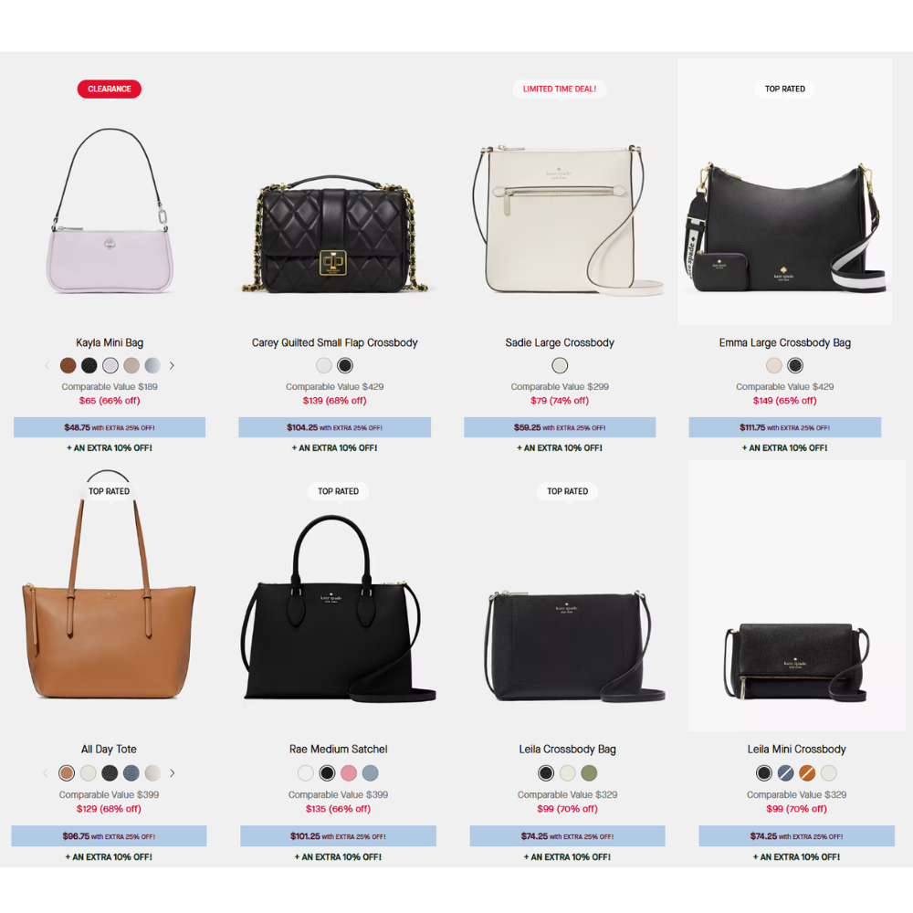 Kate Spade Handbags Deal: Up to 70% Off + Extra 25% Off + Extra 10% Off