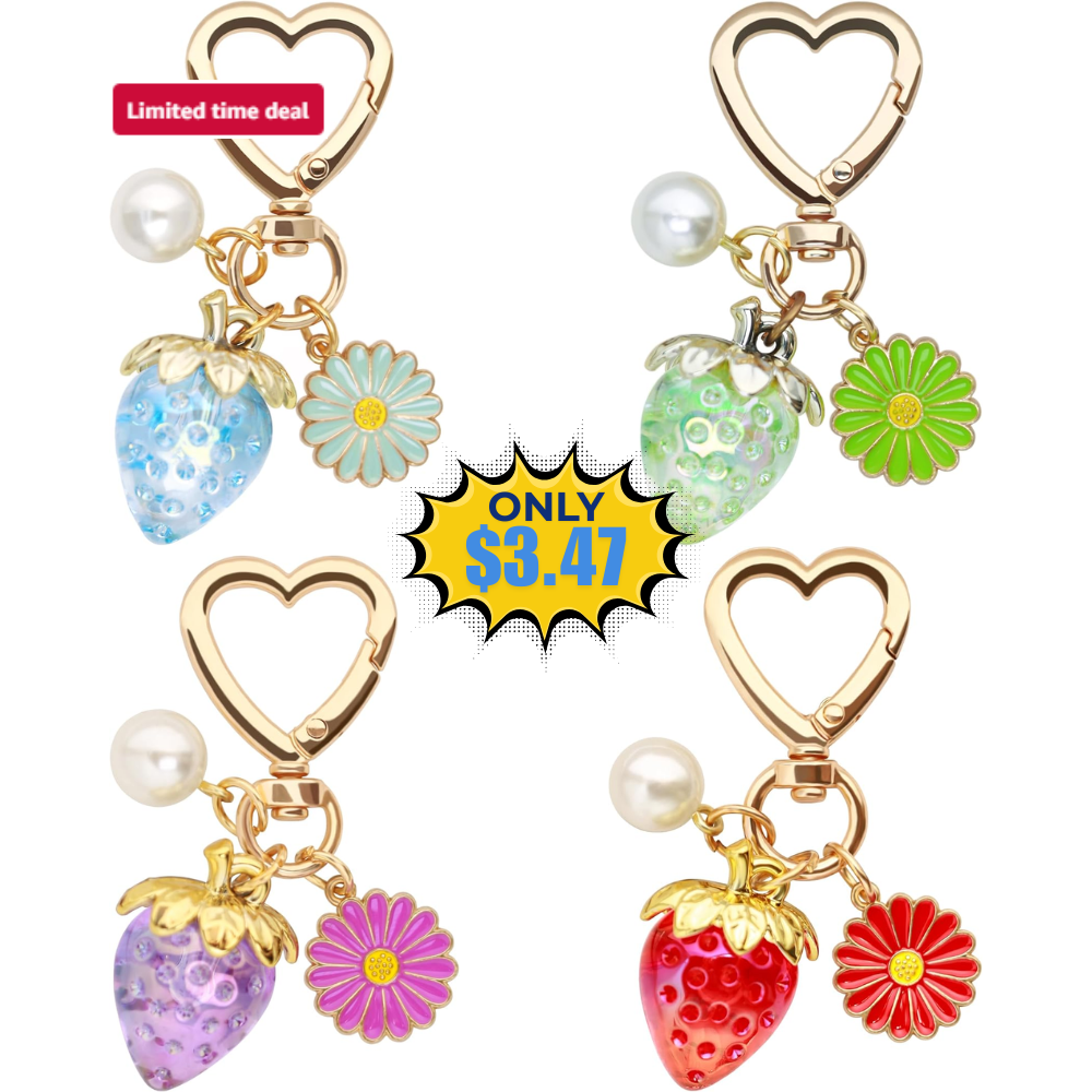 Pearl Flower Daisy Keychains Strawberry 50% Off Sale: No Coupon Needed